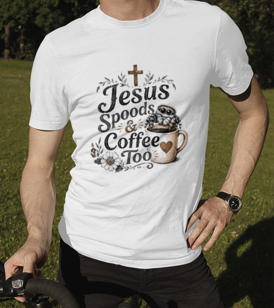 Jesus Spoods And Coffee Too Cross And Heart Christian T-Shirt