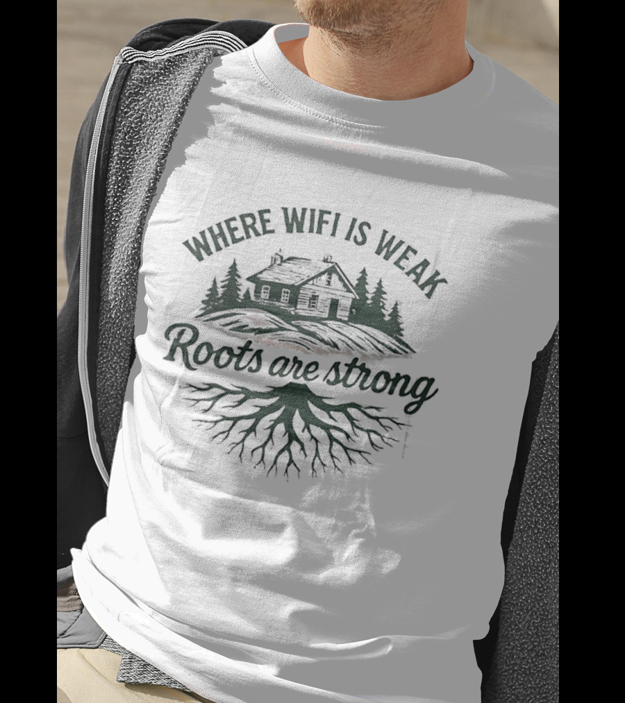 Where Wifi Is Weak Roots Are Strong Cabin Nature Roots T-Shirt
