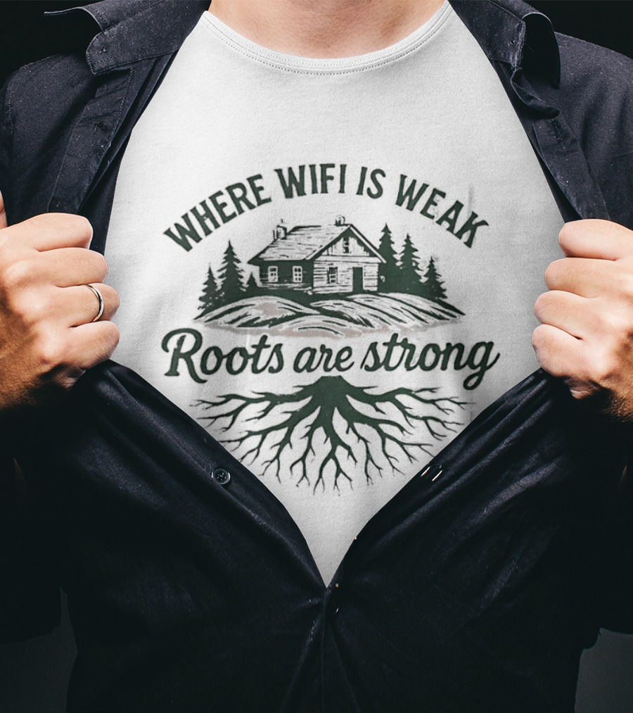 Where Wifi Is Weak Roots Are Strong Cabin Nature Roots T-Shirt