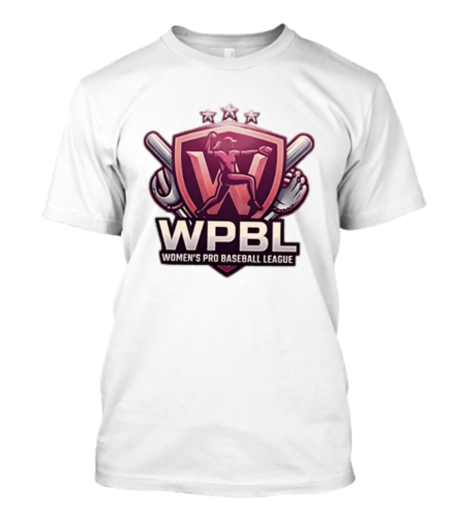 WPBL Women's Pro Baseball League Baseball Emblem With Stars And Bats T-Shirt