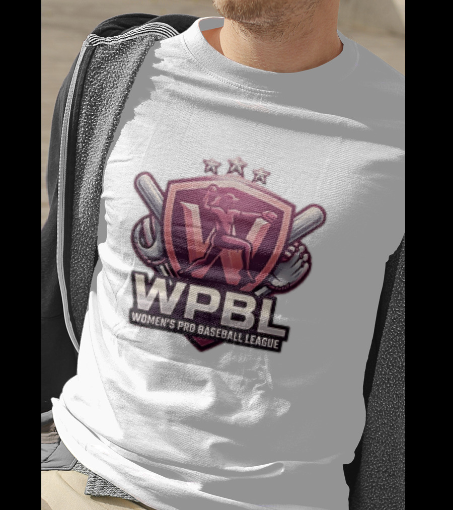 WPBL Women's Pro Baseball League Baseball Emblem With Stars And Bats T-Shirt