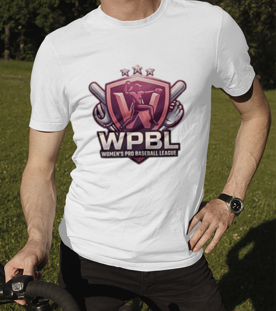 WPBL Women's Pro Baseball League Baseball Emblem With Stars And Bats T-Shirt