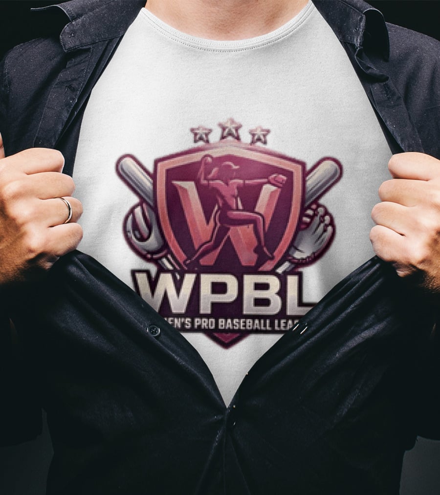 WPBL Women's Pro Baseball League Baseball Emblem With Stars And Bats T-Shirt