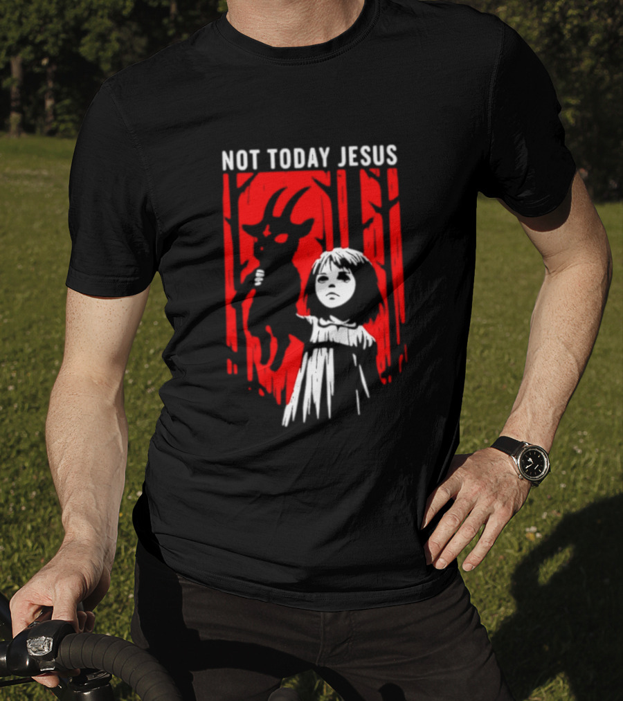 Not Today Jesus Baphomet Occult Girl Goth Dark Aesthetic Horror T-Shirt