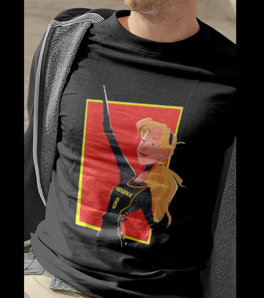 Indiana Blonde Number 8 Pointing In Black And Yellow Sports Uniform T-Shirt