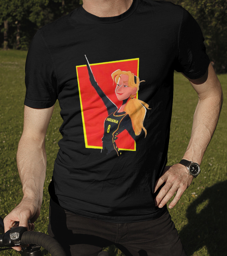 Indiana Blonde Number 8 Pointing In Black And Yellow Sports Uniform T-Shirt