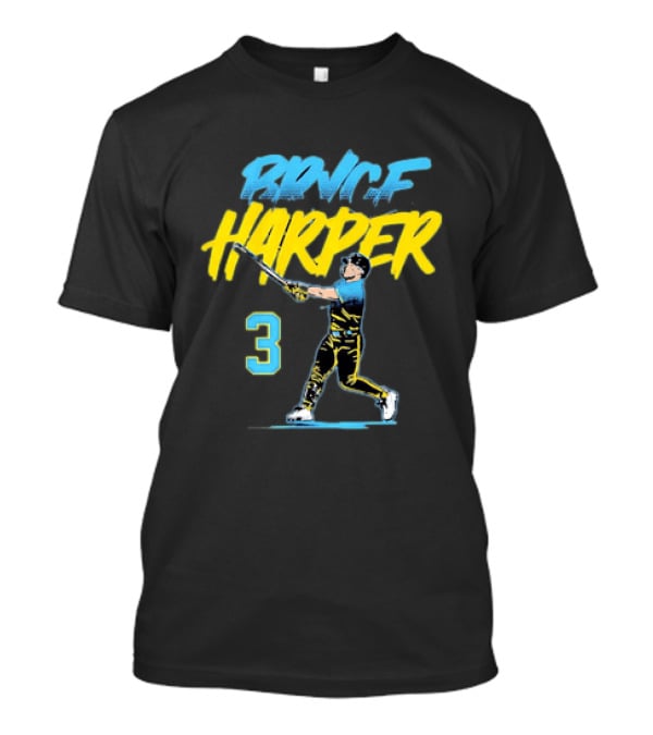Bryce Harper Swinging Philadelphia Phillies 3 Number T-Shirt