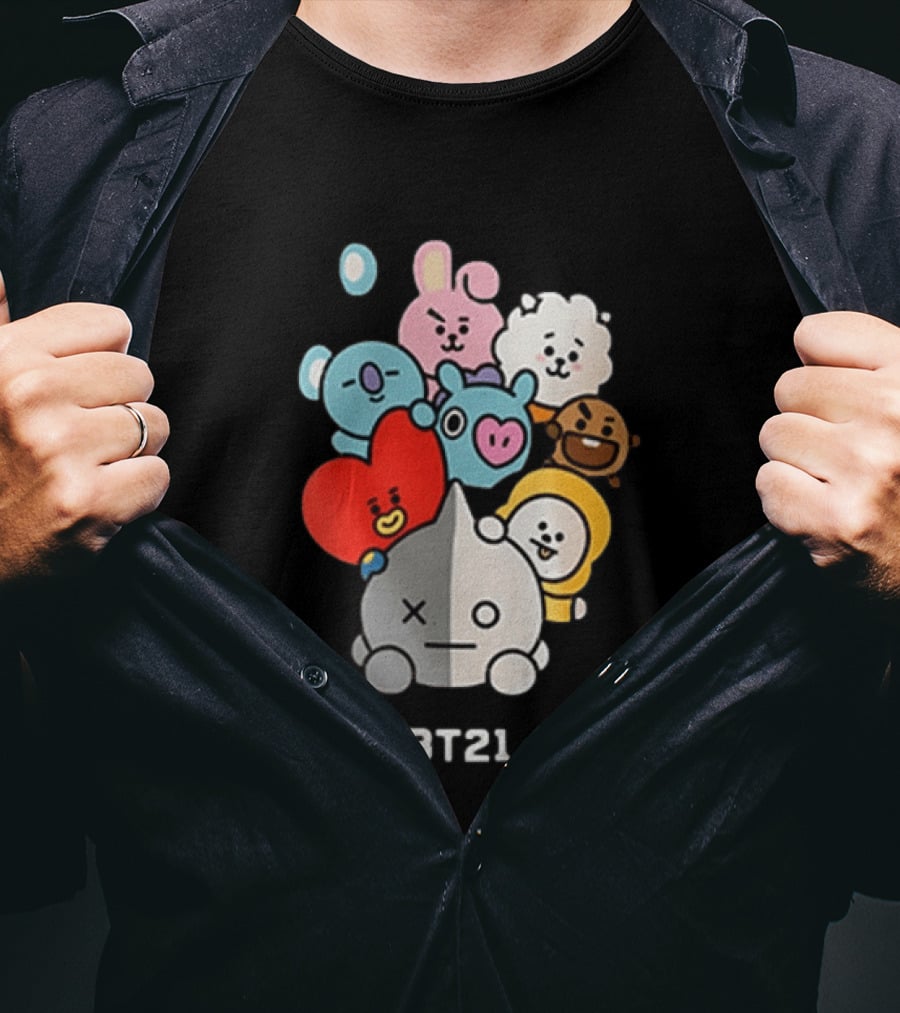 BT21 Characters Koya RJ Shooky Mang Chimmy Tata Cooky Van T-Shirt
