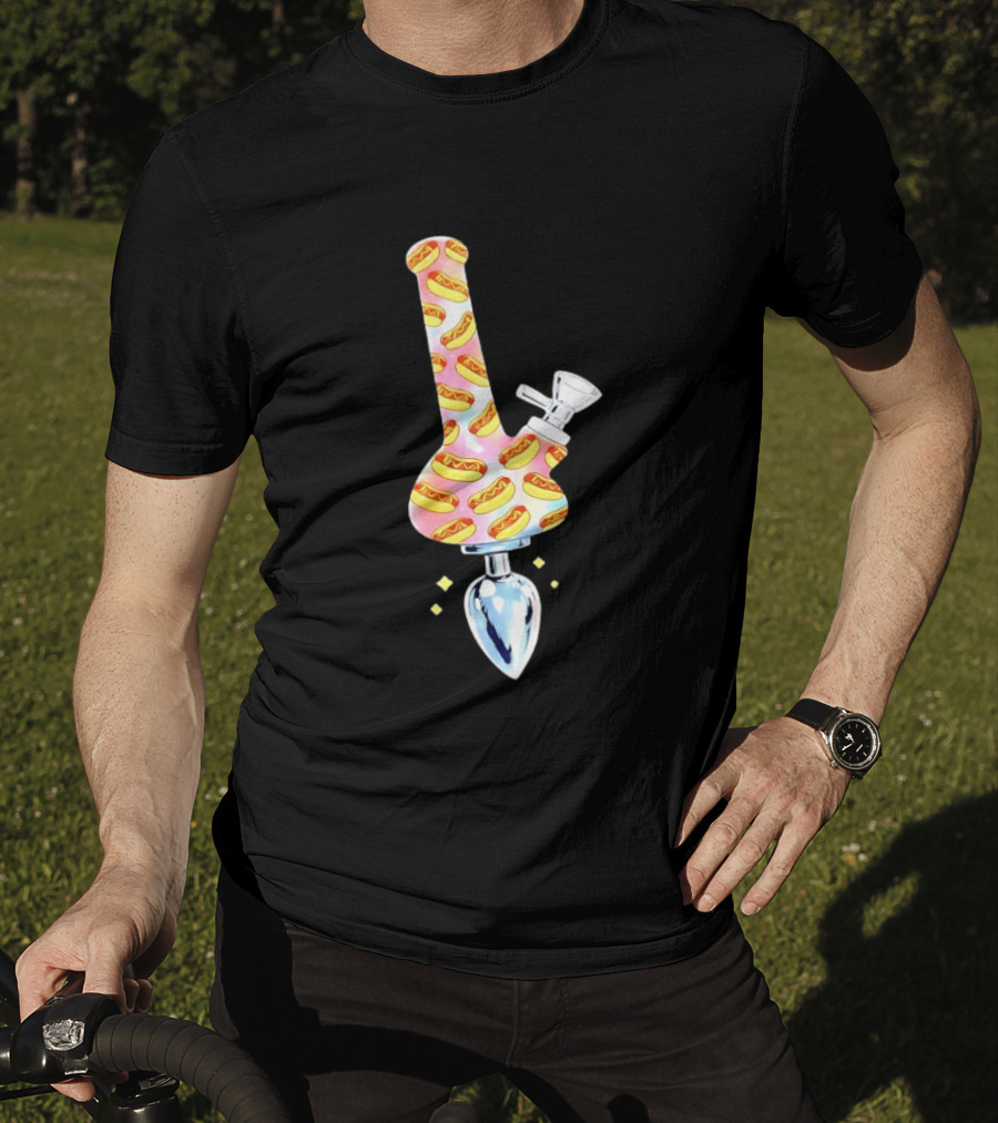 Hotdog Patterned Bong Buttplug T-Shirt