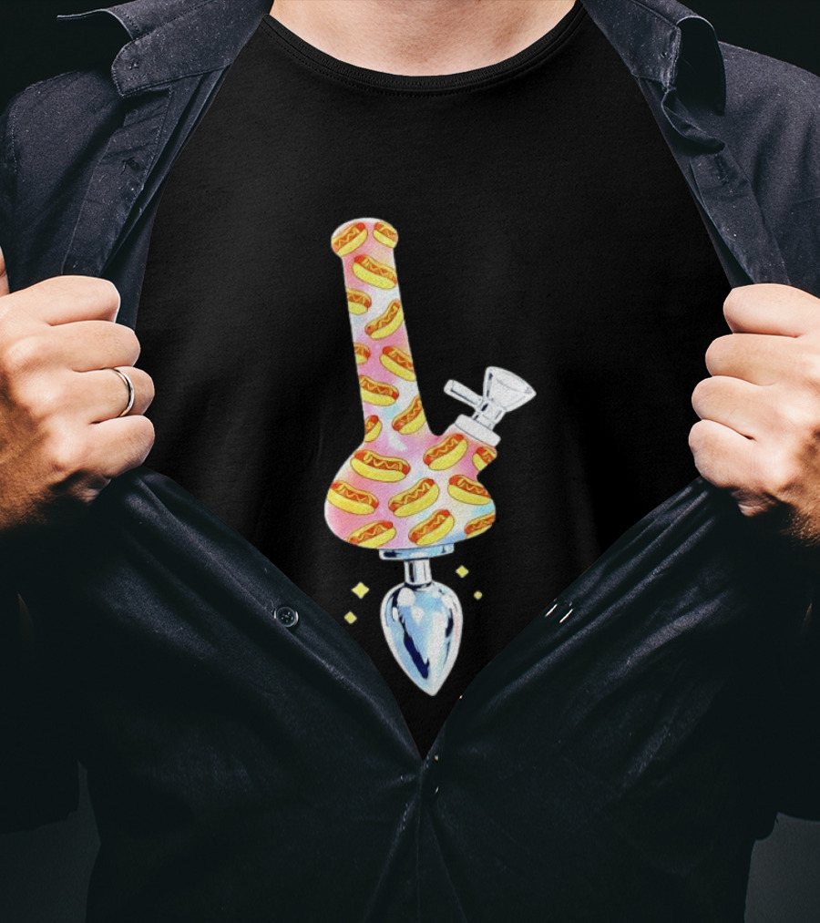Hotdog Patterned Bong Buttplug T-Shirt