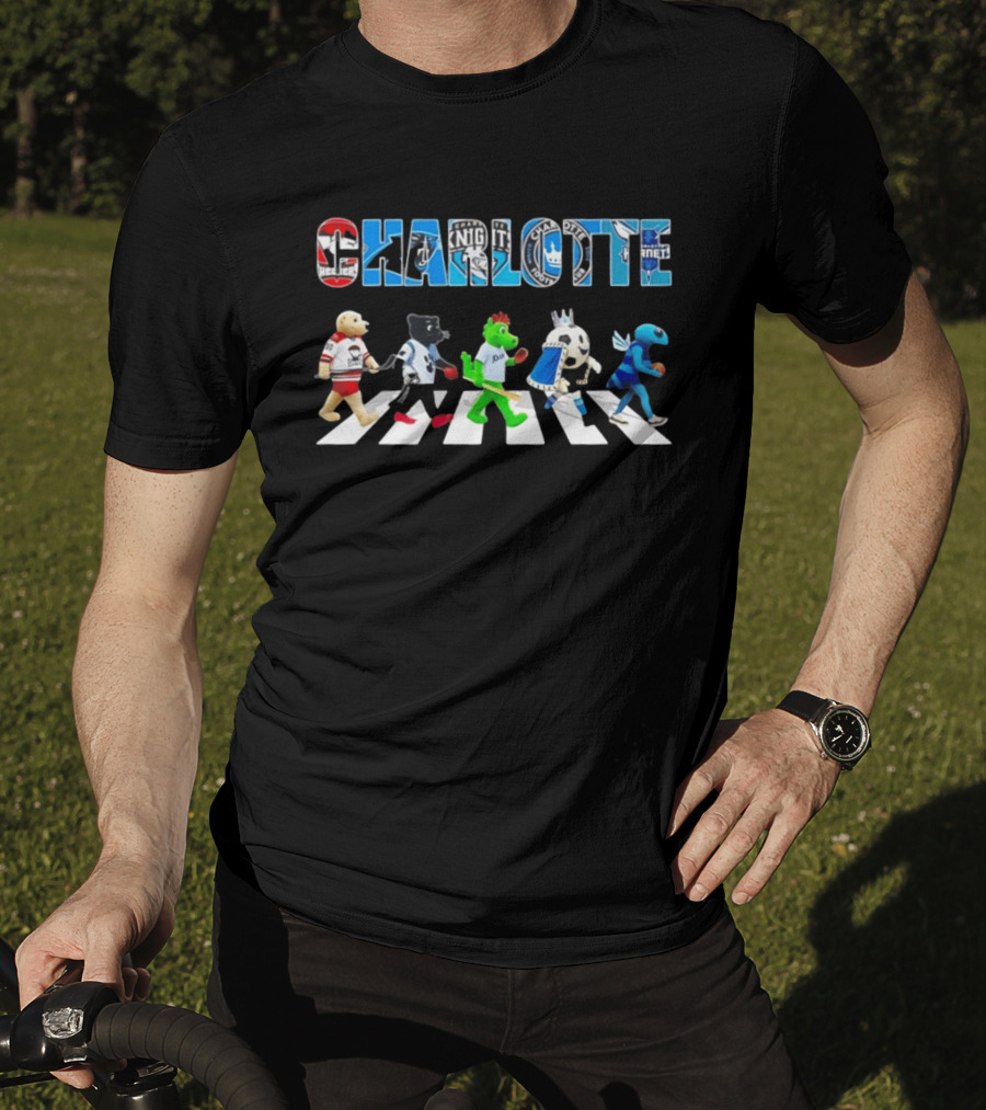 Charlotte Hockey Baseball Soccer Football Mascots Abbey Road T-Shirt