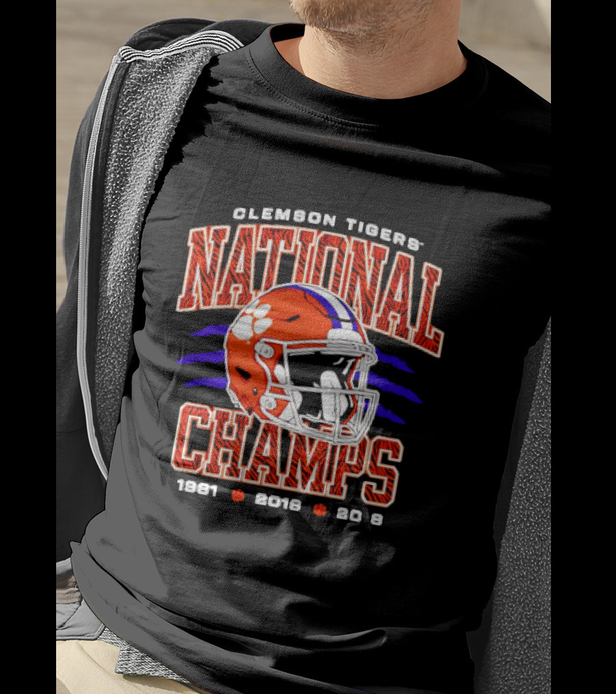 Clemson Tigers National Champs 1981 2016 2018 Football Helmet T-Shirt