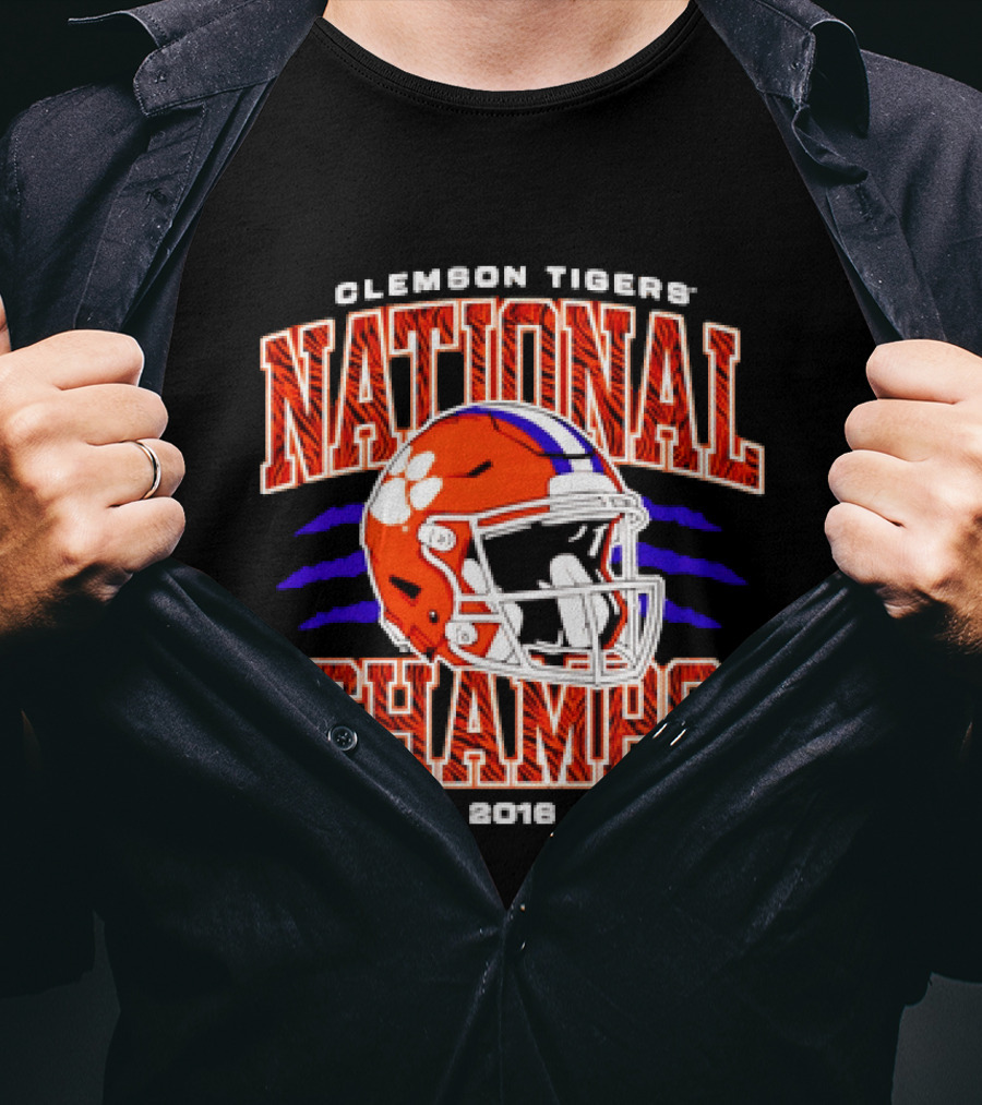 Clemson Tigers National Champs 1981 2016 2018 Football Helmet T-Shirt