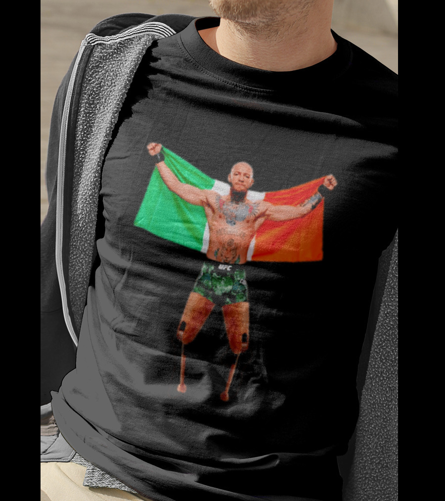 Conor McGregor UFC Prosthetic Leg Irish Flag Celebration T-Shirt
