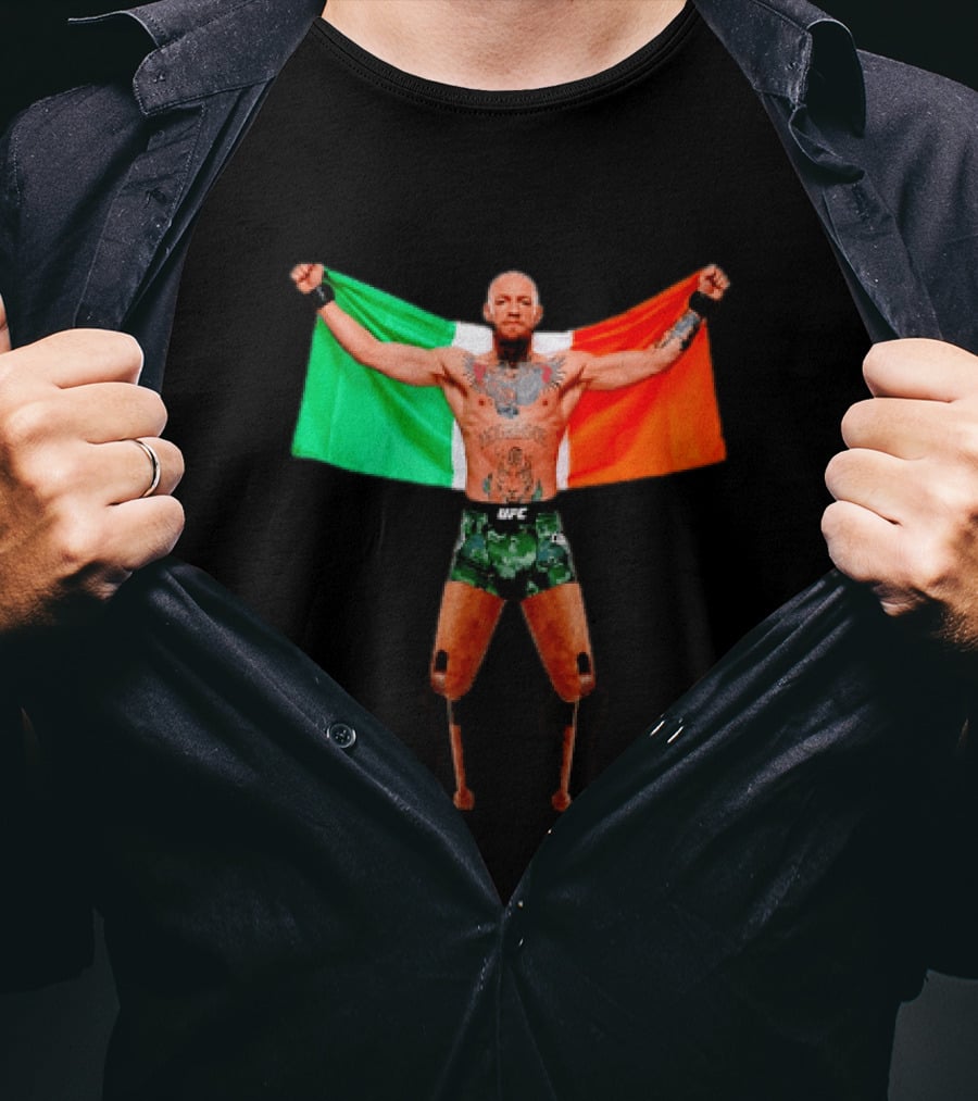 Conor McGregor UFC Prosthetic Leg Irish Flag Celebration T-Shirt