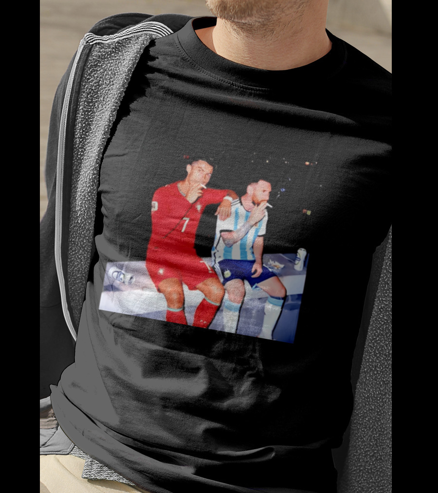 Cristiano Ronaldo Lionel Messi Smoking National Legends T-Shirt
