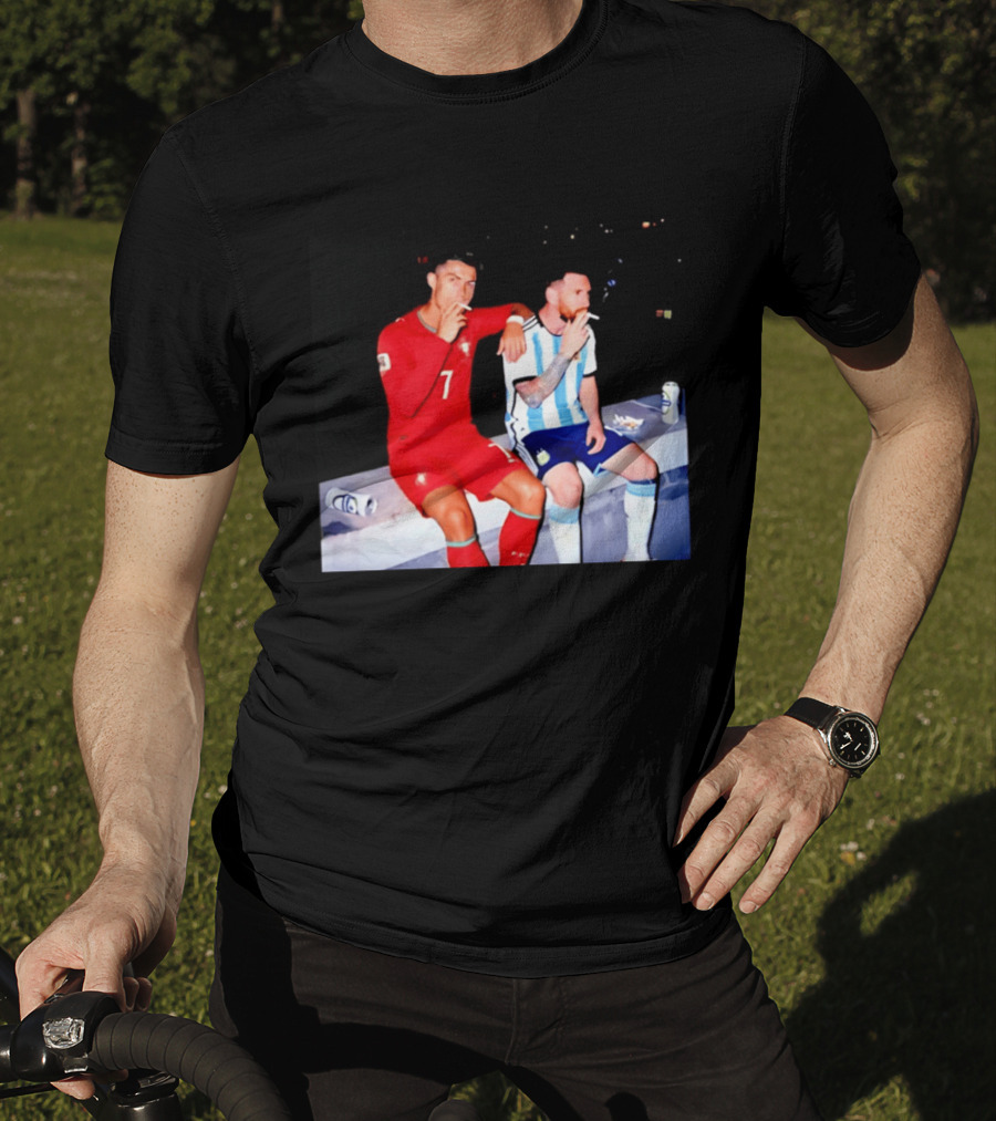 Cristiano Ronaldo Lionel Messi Smoking National Legends T-Shirt