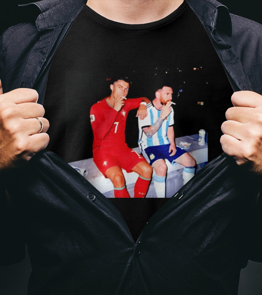 Cristiano Ronaldo Lionel Messi Smoking National Legends T-Shirt