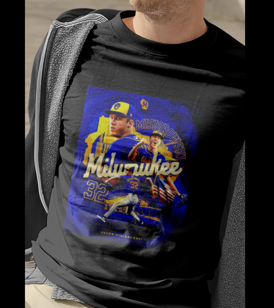 Jacob Misiorowski Milwaukee Brewers Number 32 Baseball Pitcher Milwaukee Skyline T-Shirt