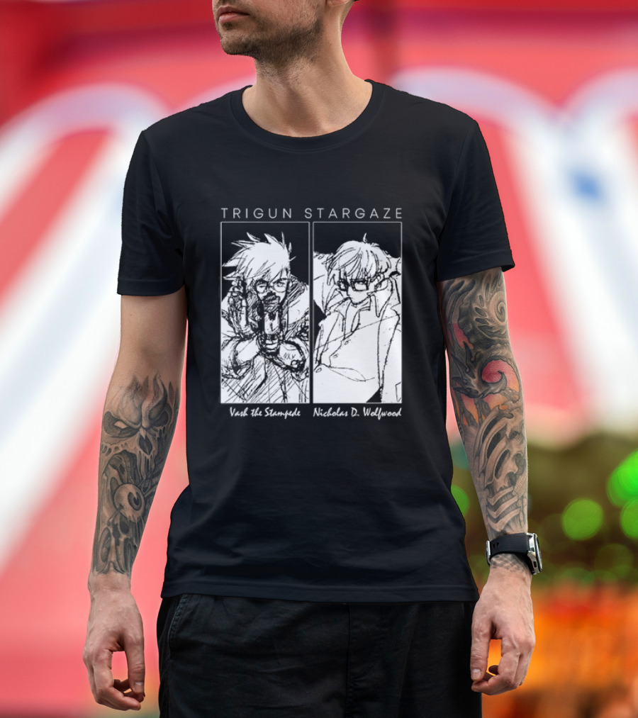 Trigun Stargaze Vash The Stampede Nicholas D. Wolfwood Manga T-Shirt