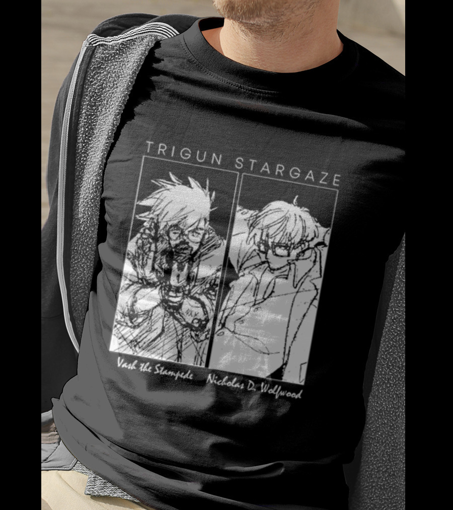 Trigun Stargaze Vash The Stampede Nicholas D. Wolfwood Manga T-Shirt