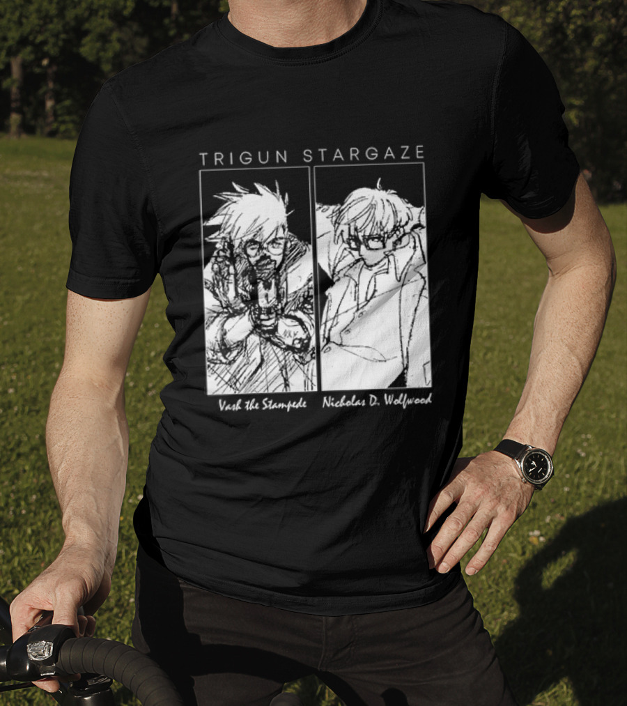 Trigun Stargaze Vash The Stampede Nicholas D. Wolfwood Manga T-Shirt