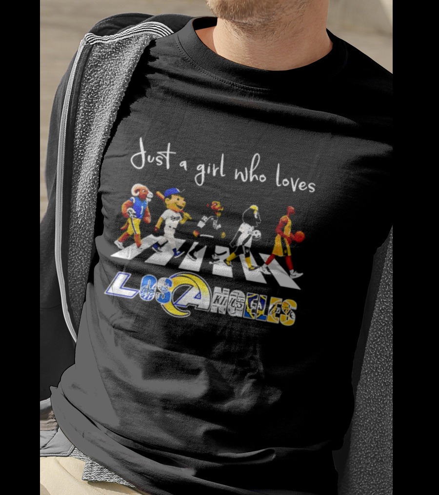 Just A Girl Who Loves Los Angeles Sports Teams Abbey Road Crosswalk T-Shirt