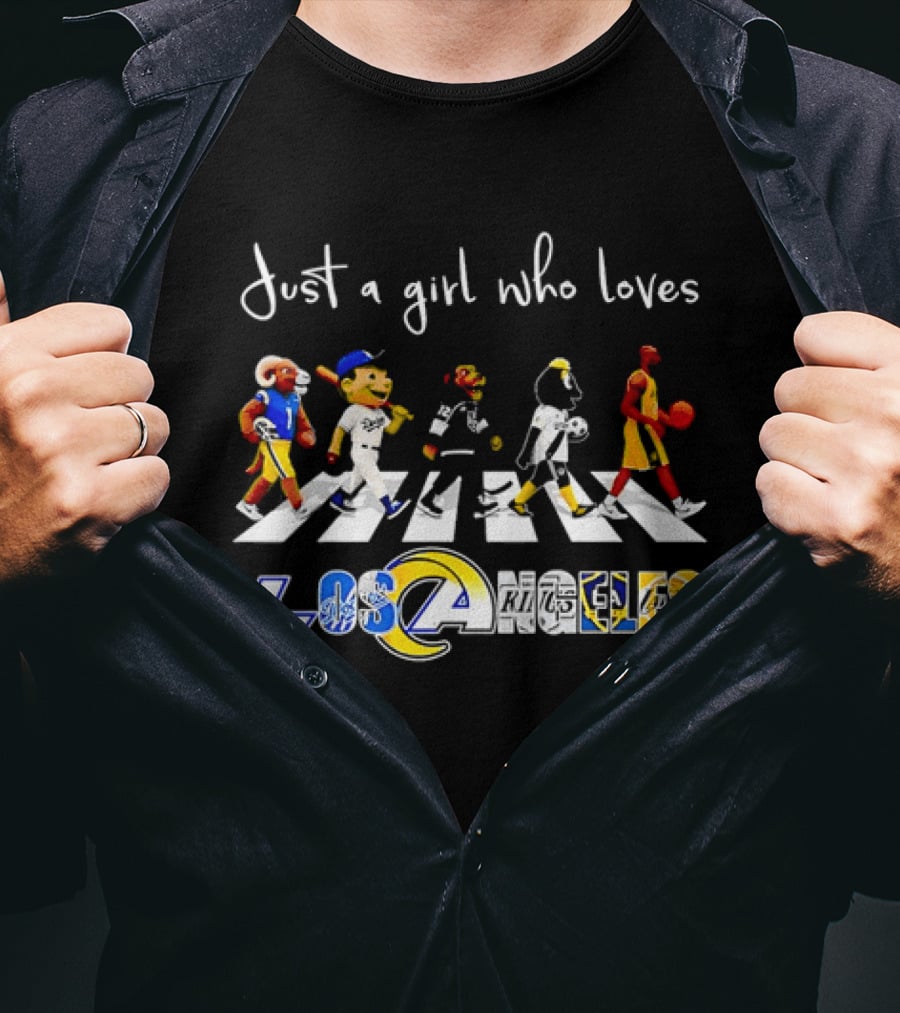 Just A Girl Who Loves Los Angeles Sports Teams Abbey Road Crosswalk T-Shirt