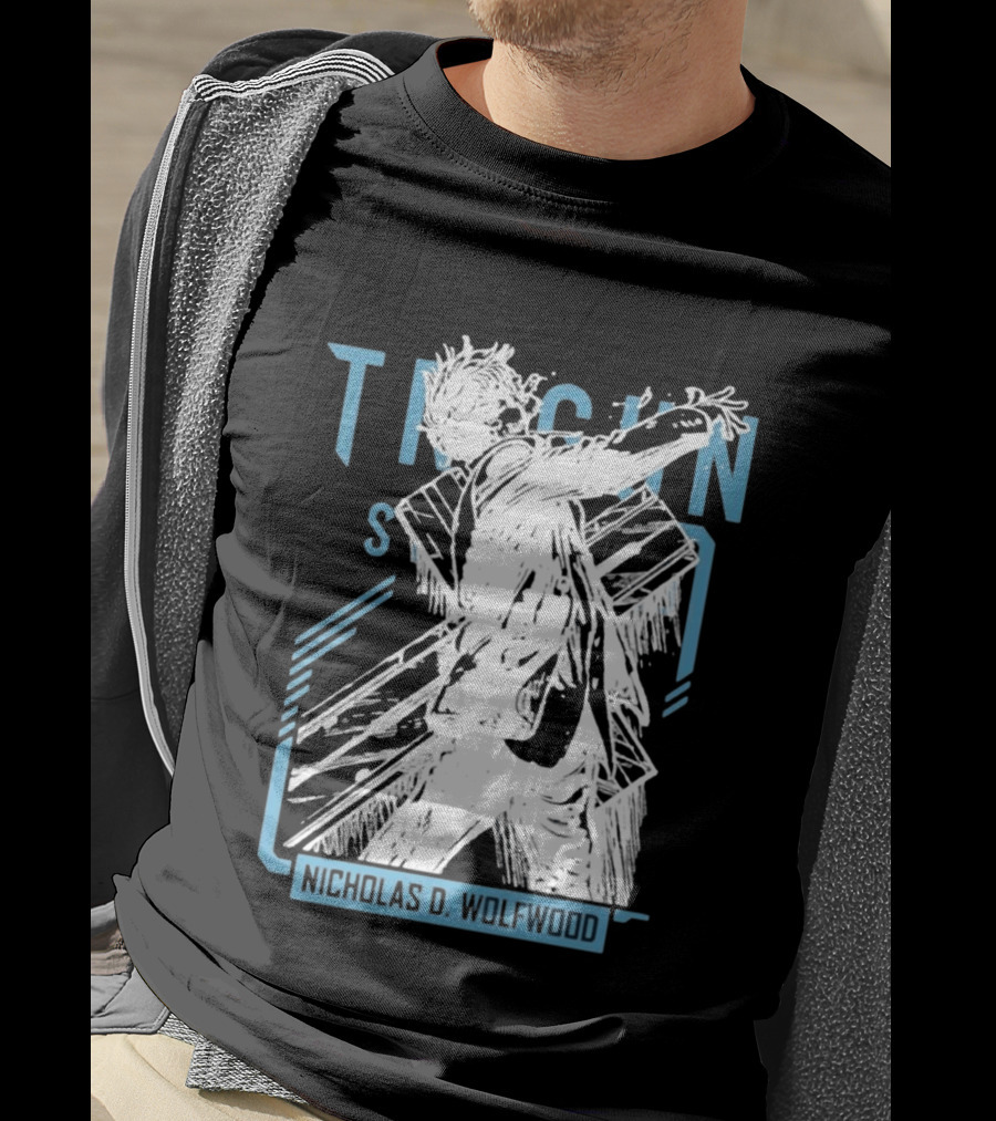 Trigun Stampede Nicholas D Wolfwood Cross Sketch T-Shirt