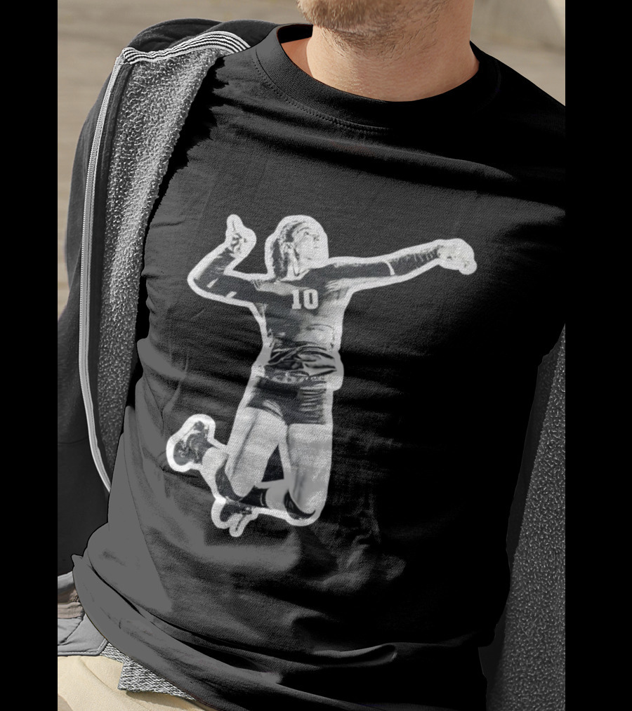 Volleyball Number 10 Athlete In Mid Air Motion T-Shirt
