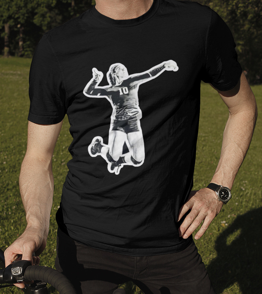 Volleyball Number 10 Athlete In Mid Air Motion T-Shirt