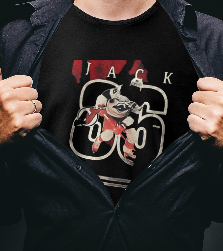New Jersey Devils Jack Hughes 86 Hockey Player Action Pose T-Shirt