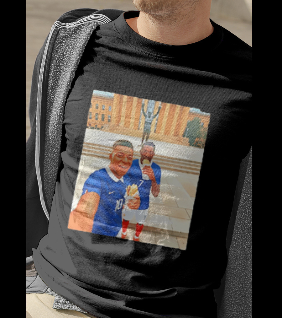Ousmane Dembele Kylian Mbappe Philadelphia Museum Iconic Pose T-Shirt