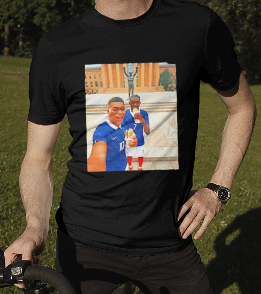 Ousmane Dembele Kylian Mbappe Philadelphia Museum Iconic Pose T-Shirt