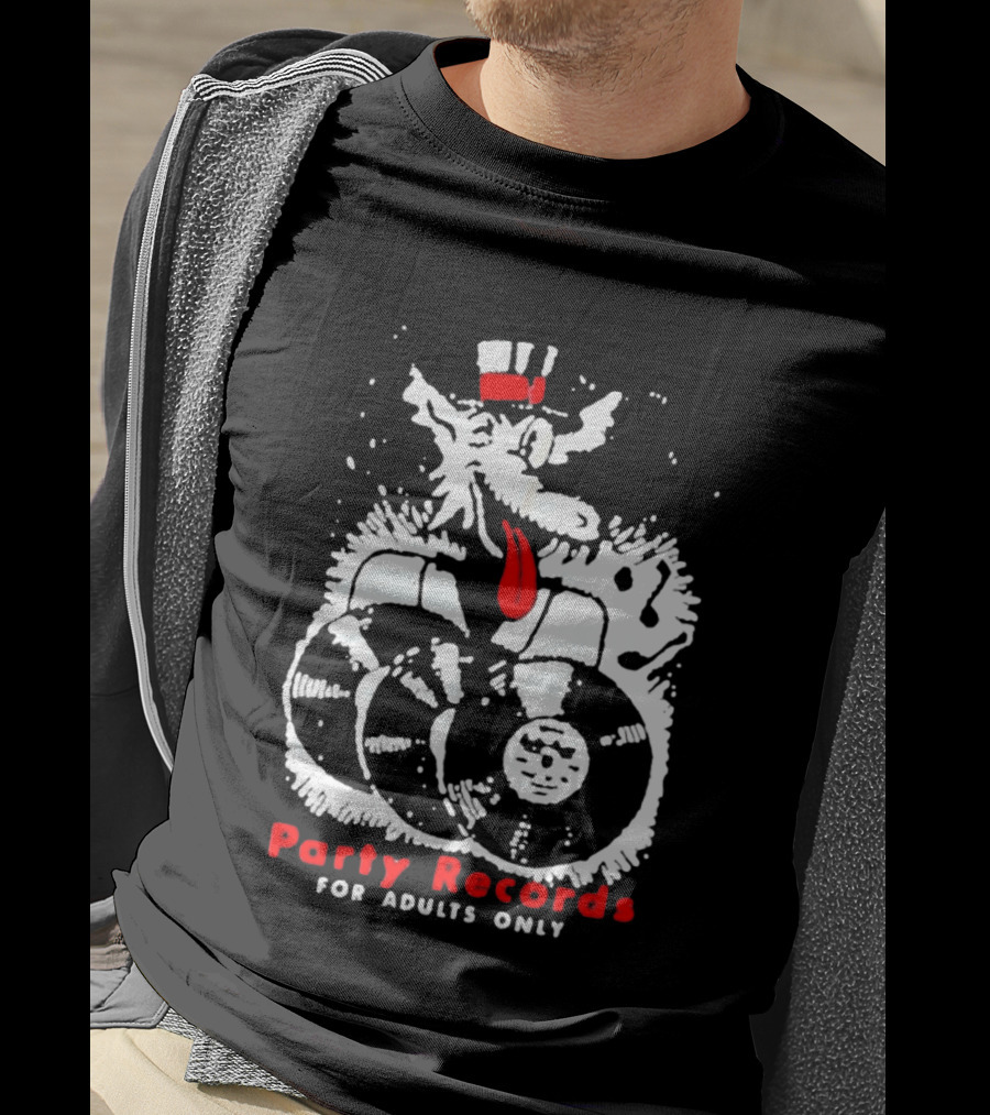 Party Records For Adults Only Wolf Vinyl Spinning T-Shirt