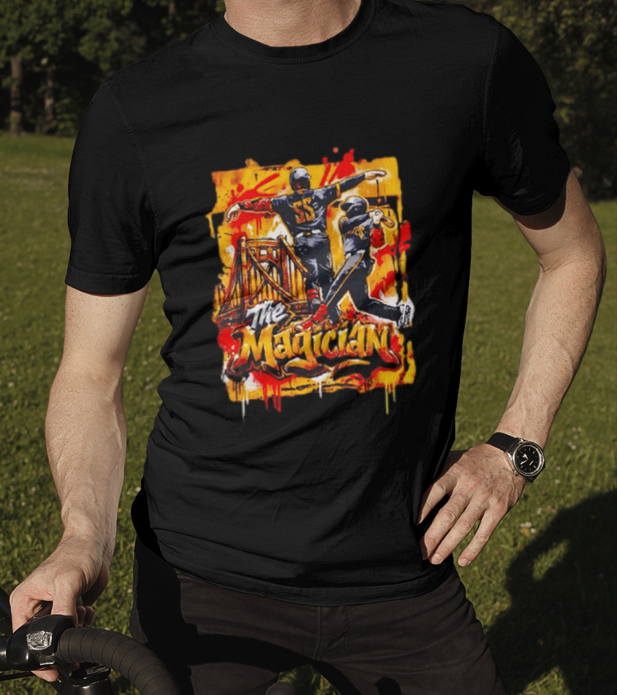 Pittsburgh Pirates The Magician Number 55 Baseball Player Art With Bridge T-Shirt