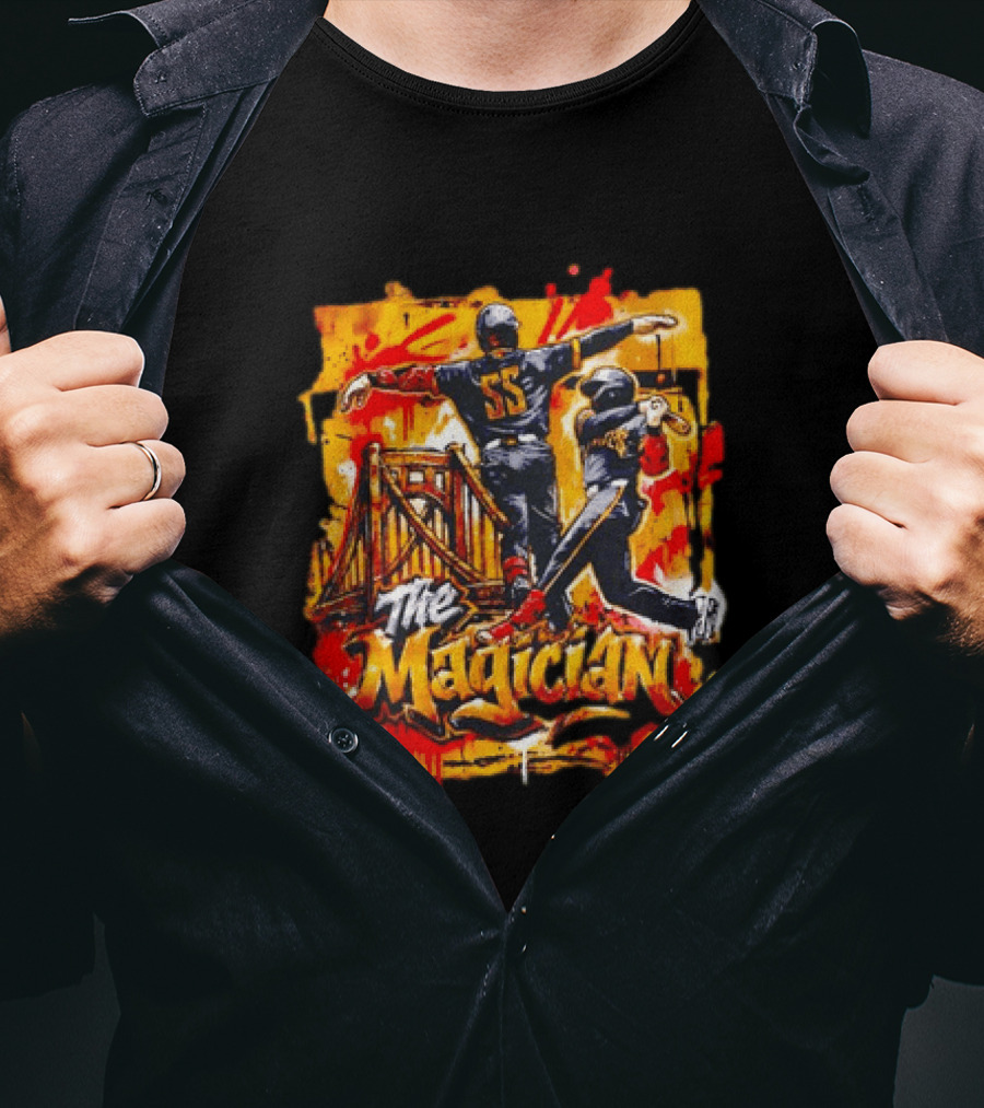 Pittsburgh Pirates The Magician Number 55 Baseball Player Art With Bridge T-Shirt