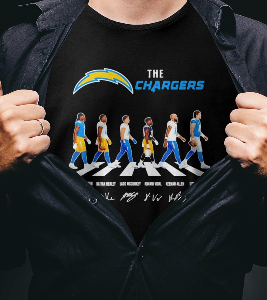 The Chargers Quentin Johnston Daiyan Henley Ladd McConkey Kimani Vidal Keenan Allen Justin Herbert Abbey Road T-Shirt