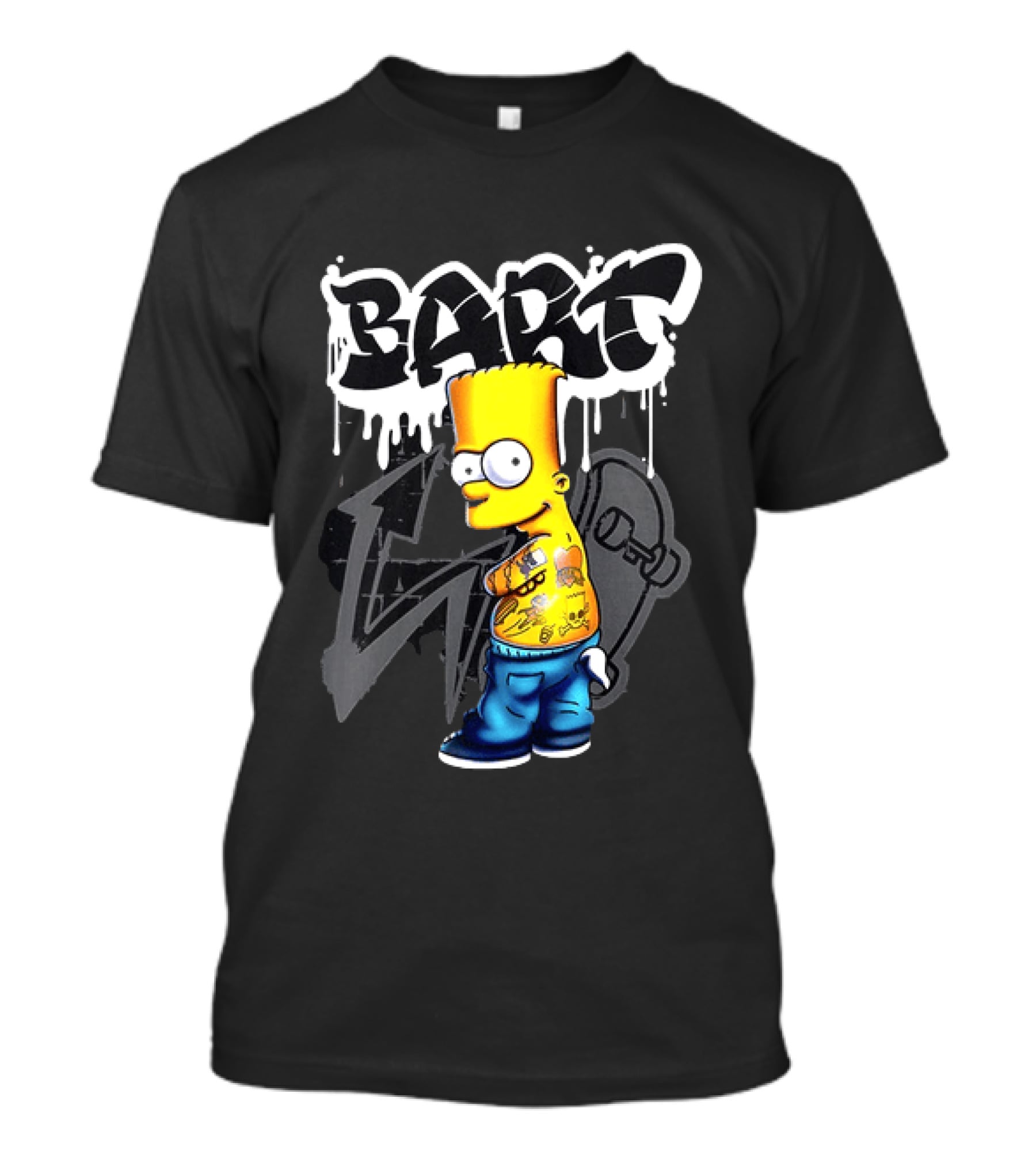 Bart Simpson Street Style Skateboard Graffiti Tattoos T-Shirt