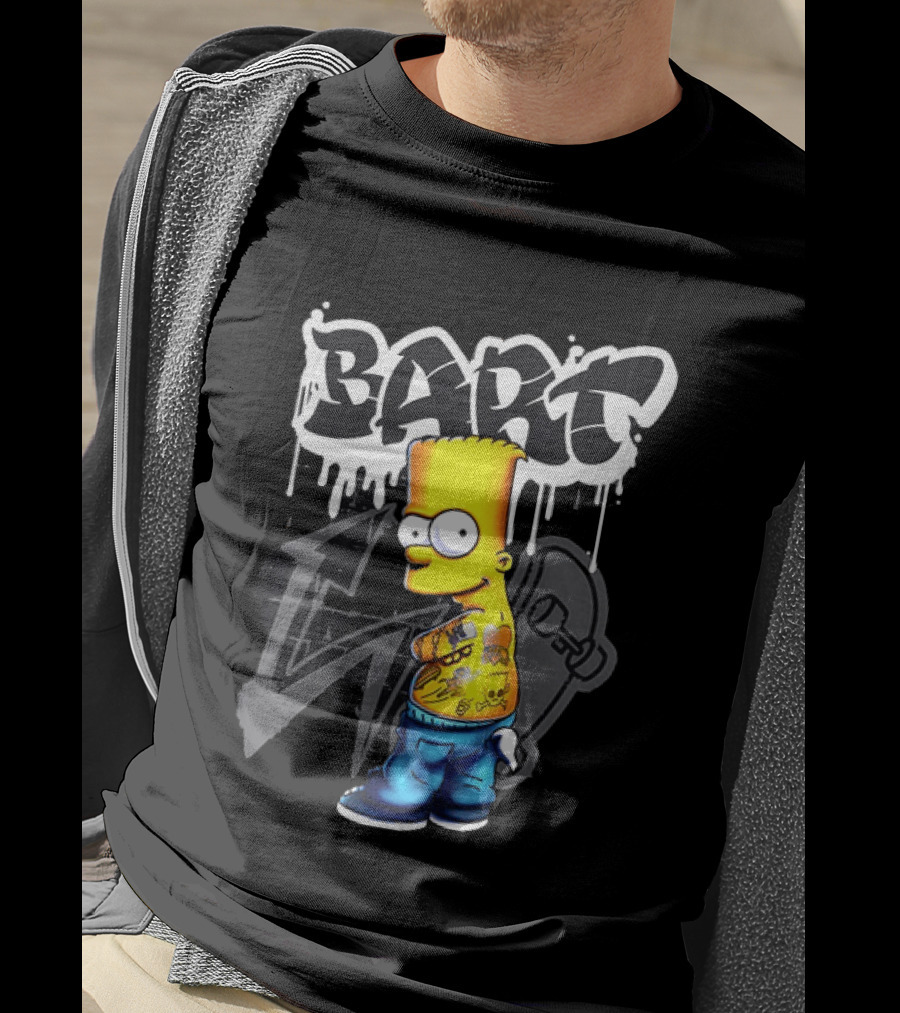 Bart Simpson Street Style Skateboard Graffiti Tattoos T-Shirt