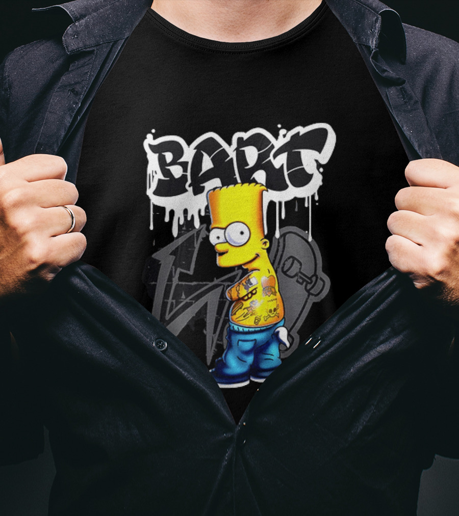 Bart Simpson Street Style Skateboard Graffiti Tattoos T-Shirt