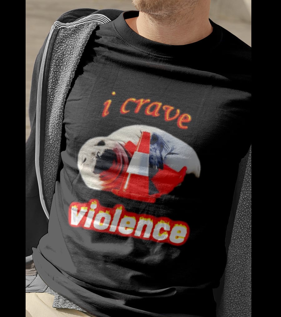 Seal With Traffic Cone I Crave Violence T-Shirt