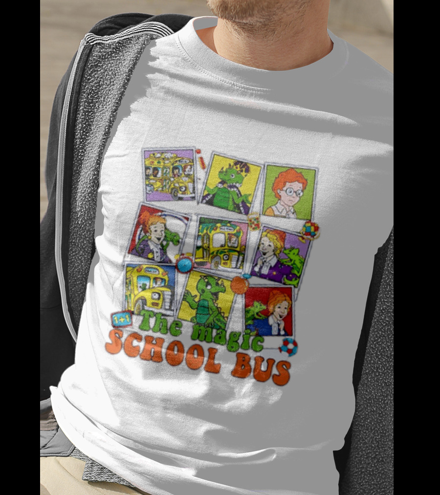 1+1 The Magic School Bus Characters And Adventure Scenes T-Shirt