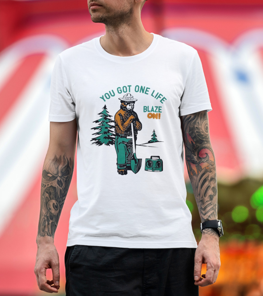 You Got One Life Blaze On Smokey Bear Retro Forest T-Shirt