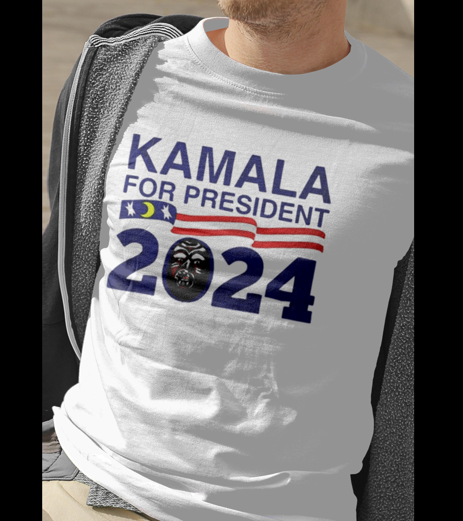 Kamala For President 2024 Stars And Stripes Moon Face T-Shirt