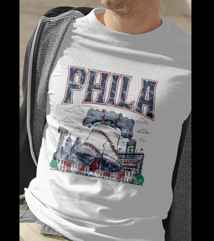 Phila Liberty Bell Baseball Fusion With Philly Sports Stadium Vintage Look T-Shirt
