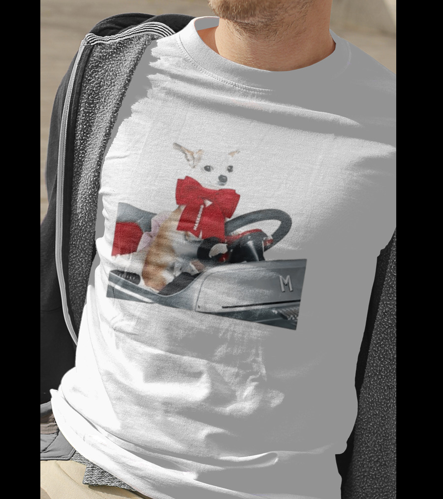 Chihuahua Puppy In Toy Car With Markgong Ribbon T-Shirt