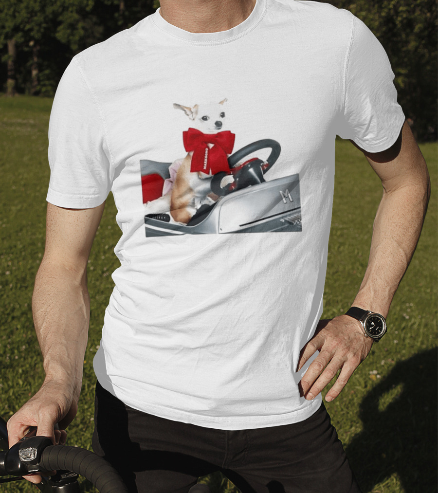 Chihuahua Puppy In Toy Car With Markgong Ribbon T-Shirt