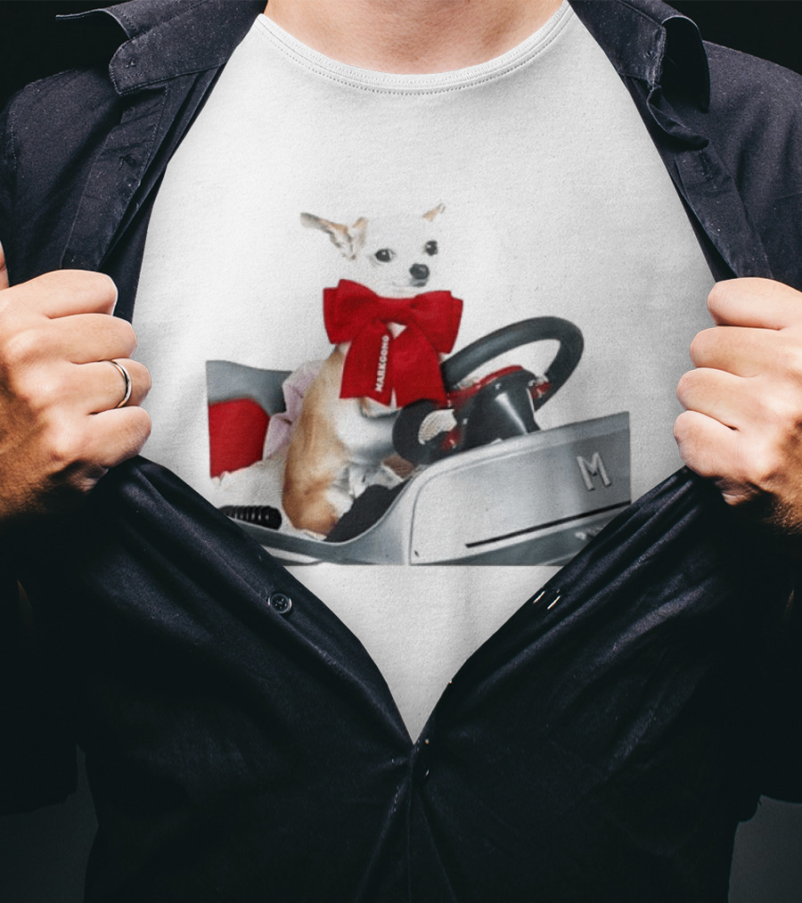 Chihuahua Puppy In Toy Car With Markgong Ribbon T-Shirt