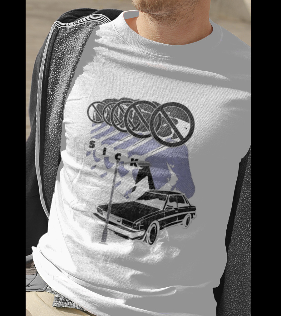 Sick Car Sedan Street Lamp Urban Environment Walking Man T-Shirt